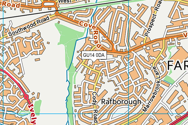 GU14 0DA map - OS VectorMap District (Ordnance Survey)