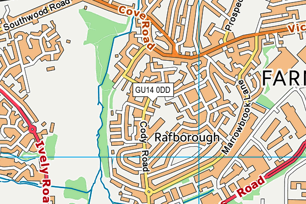 GU14 0DD map - OS VectorMap District (Ordnance Survey)