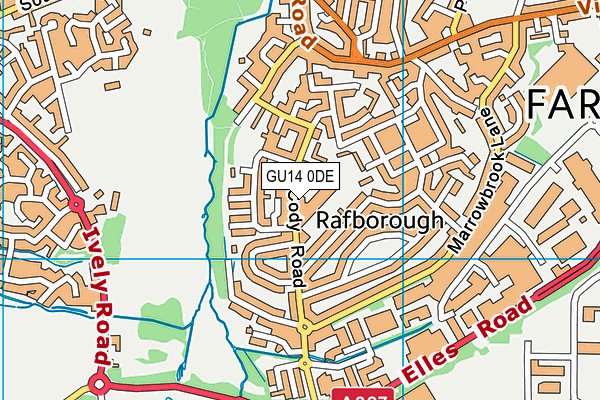 GU14 0DE map - OS VectorMap District (Ordnance Survey)