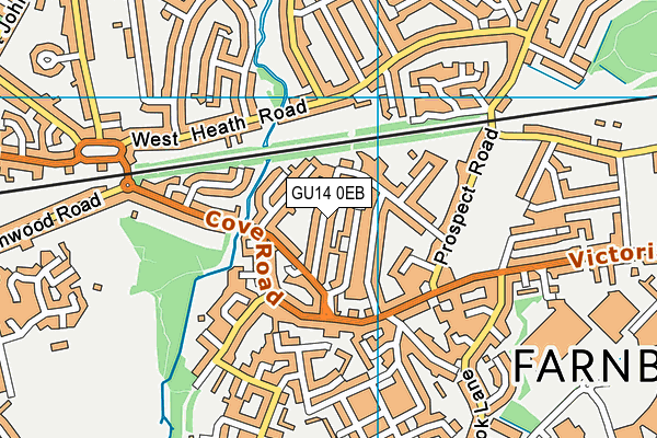 GU14 0EB map - OS VectorMap District (Ordnance Survey)