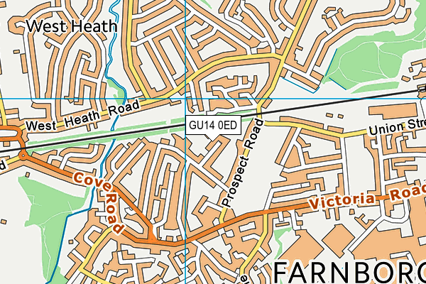 GU14 0ED map - OS VectorMap District (Ordnance Survey)