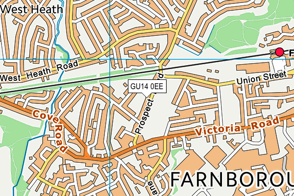 GU14 0EE map - OS VectorMap District (Ordnance Survey)