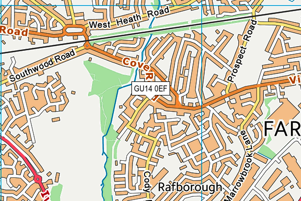 GU14 0EF map - OS VectorMap District (Ordnance Survey)