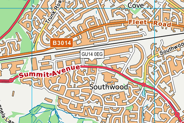 GU14 0EG map - OS VectorMap District (Ordnance Survey)