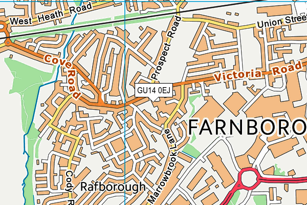 GU14 0EJ map - OS VectorMap District (Ordnance Survey)