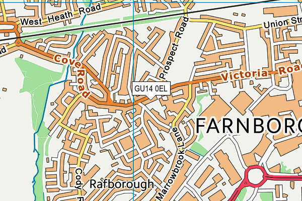 GU14 0EL map - OS VectorMap District (Ordnance Survey)