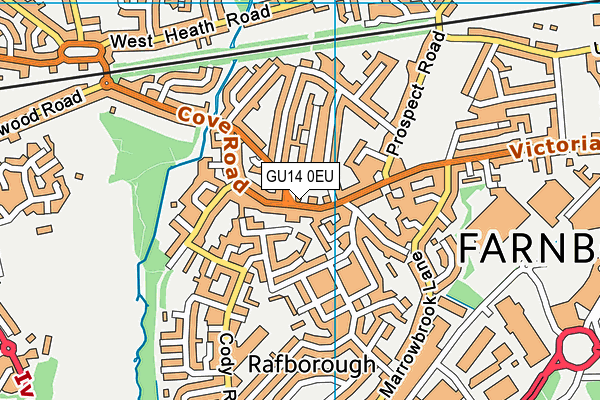 GU14 0EU map - OS VectorMap District (Ordnance Survey)