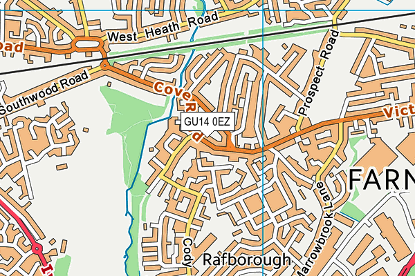 GU14 0EZ map - OS VectorMap District (Ordnance Survey)