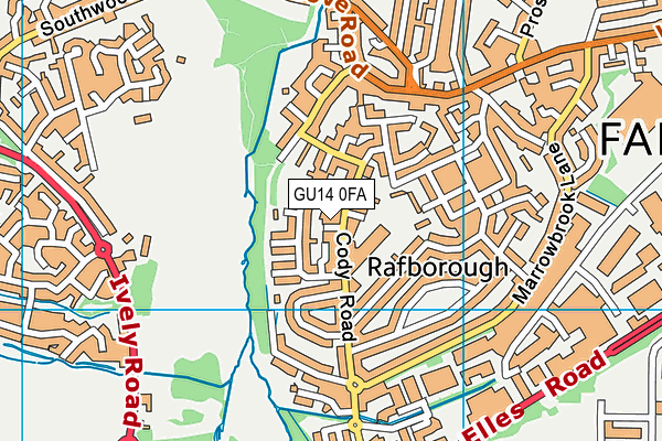 GU14 0FA map - OS VectorMap District (Ordnance Survey)