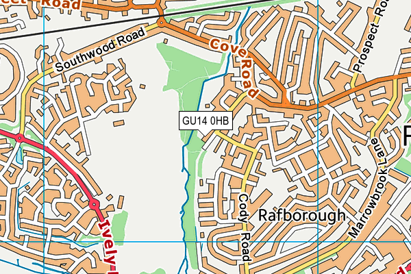 GU14 0HB map - OS VectorMap District (Ordnance Survey)