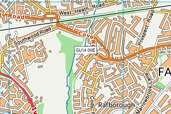 GU14 0HE map - OS VectorMap District (Ordnance Survey)