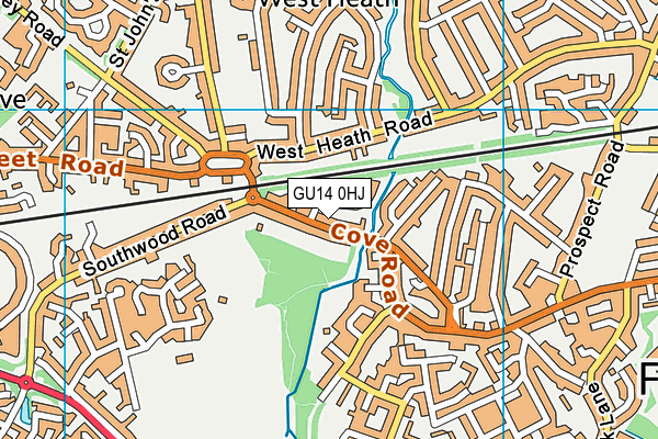 GU14 0HJ map - OS VectorMap District (Ordnance Survey)