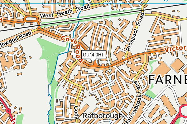 GU14 0HT map - OS VectorMap District (Ordnance Survey)