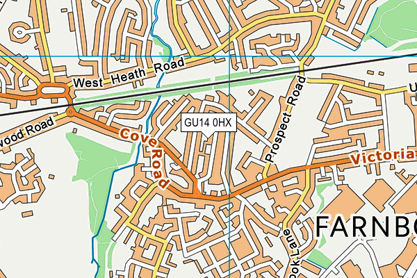 GU14 0HX map - OS VectorMap District (Ordnance Survey)