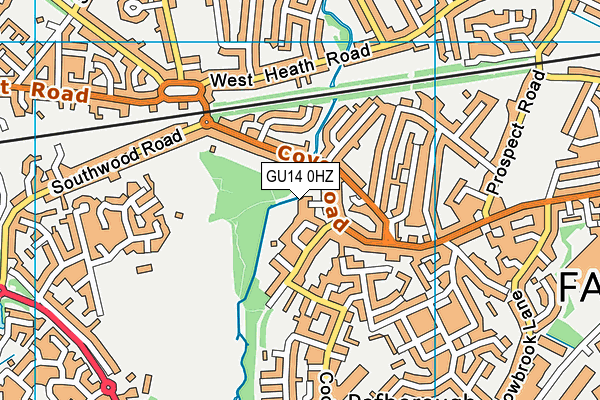 GU14 0HZ map - OS VectorMap District (Ordnance Survey)