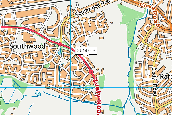 GU14 0JP map - OS VectorMap District (Ordnance Survey)