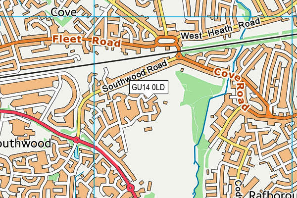 GU14 0LD map - OS VectorMap District (Ordnance Survey)