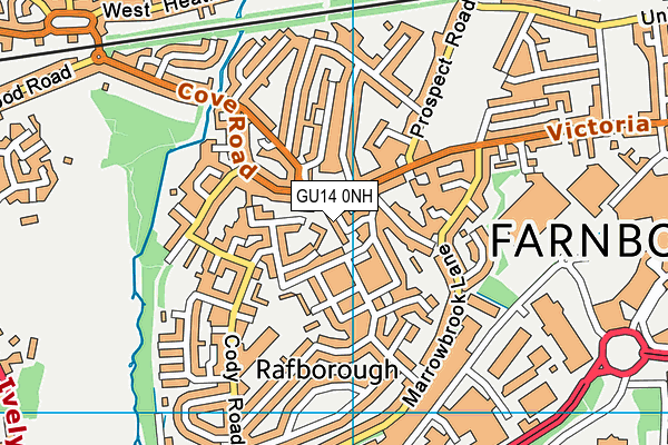 GU14 0NH map - OS VectorMap District (Ordnance Survey)