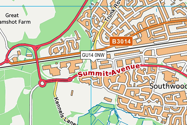 GU14 0NW map - OS VectorMap District (Ordnance Survey)