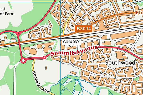 GU14 0NY map - OS VectorMap District (Ordnance Survey)