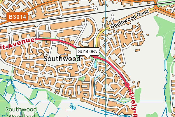 GU14 0PA map - OS VectorMap District (Ordnance Survey)