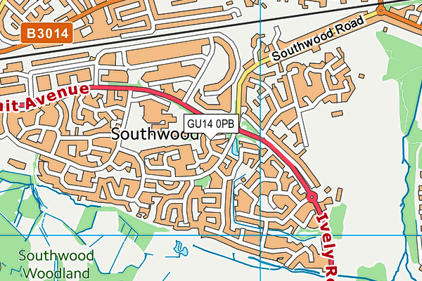 GU14 0PB map - OS VectorMap District (Ordnance Survey)