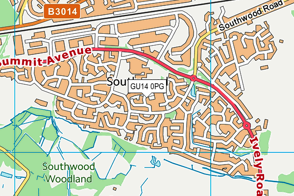 GU14 0PG map - OS VectorMap District (Ordnance Survey)