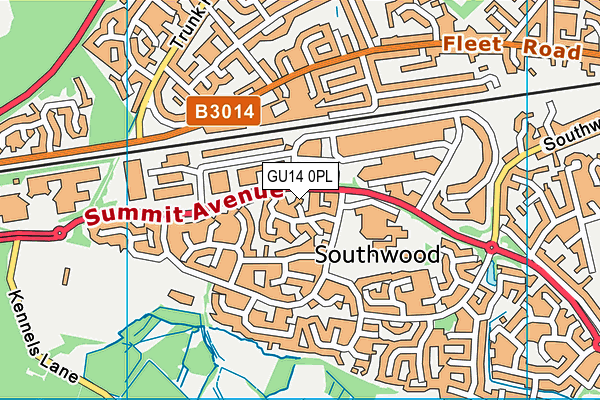 GU14 0PL map - OS VectorMap District (Ordnance Survey)