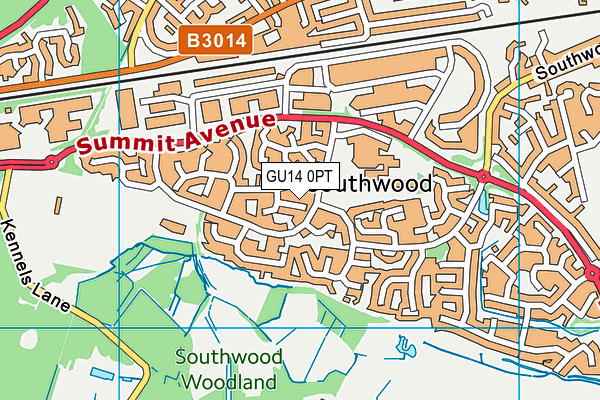 GU14 0PT map - OS VectorMap District (Ordnance Survey)