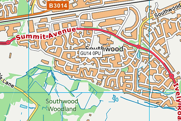 GU14 0PU map - OS VectorMap District (Ordnance Survey)