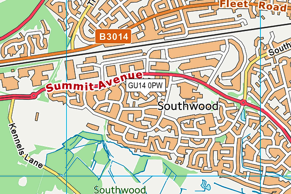 GU14 0PW map - OS VectorMap District (Ordnance Survey)