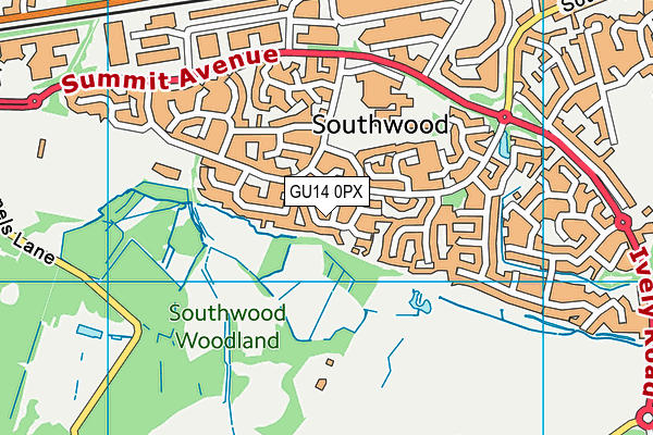 GU14 0PX map - OS VectorMap District (Ordnance Survey)