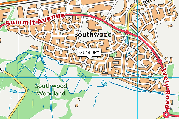 GU14 0PY map - OS VectorMap District (Ordnance Survey)