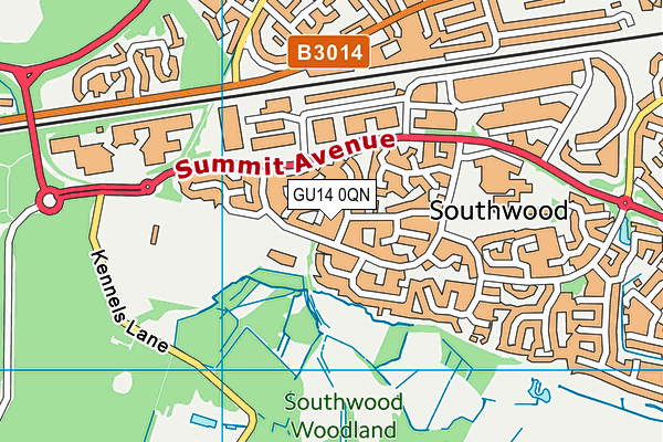 GU14 0QN map - OS VectorMap District (Ordnance Survey)