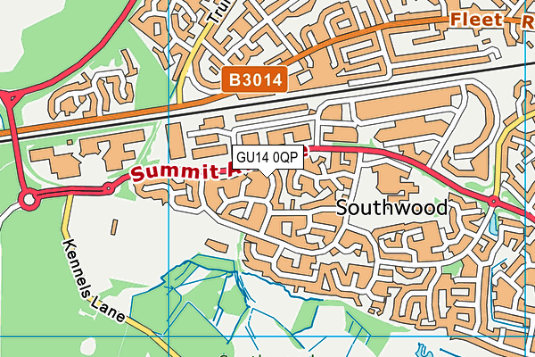 GU14 0QP map - OS VectorMap District (Ordnance Survey)