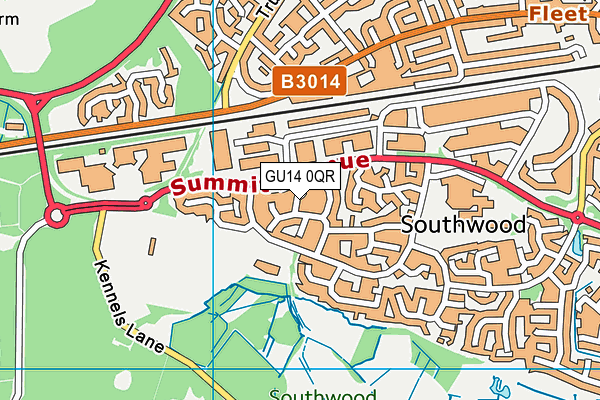 GU14 0QR map - OS VectorMap District (Ordnance Survey)