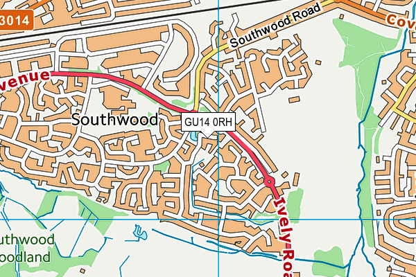 GU14 0RH map - OS VectorMap District (Ordnance Survey)