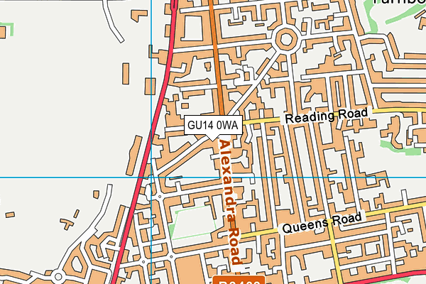 GU14 0WA map - OS VectorMap District (Ordnance Survey)