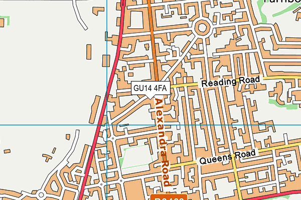 GU14 4FA map - OS VectorMap District (Ordnance Survey)
