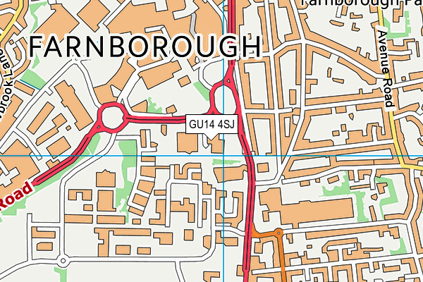 GU14 4SJ map - OS VectorMap District (Ordnance Survey)