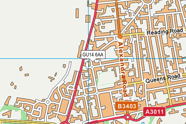 GU14 6AA map - OS VectorMap District (Ordnance Survey)