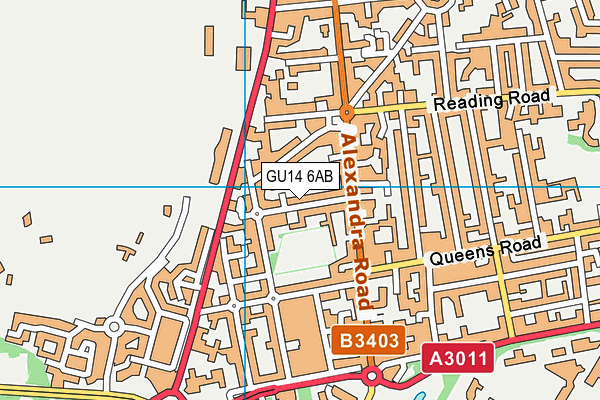 GU14 6AB map - OS VectorMap District (Ordnance Survey)