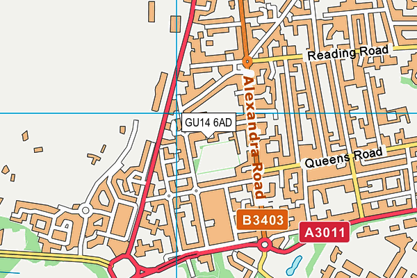 Osborne Road Recreation Ground map (GU14 6AD) - OS VectorMap District (Ordnance Survey)