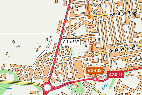 GU14 6AE map - OS VectorMap District (Ordnance Survey)