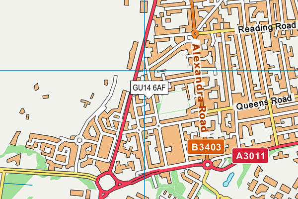 GU14 6AF map - OS VectorMap District (Ordnance Survey)