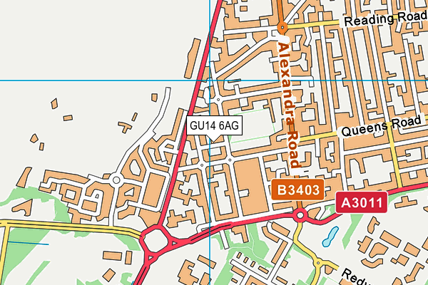 GU14 6AG map - OS VectorMap District (Ordnance Survey)