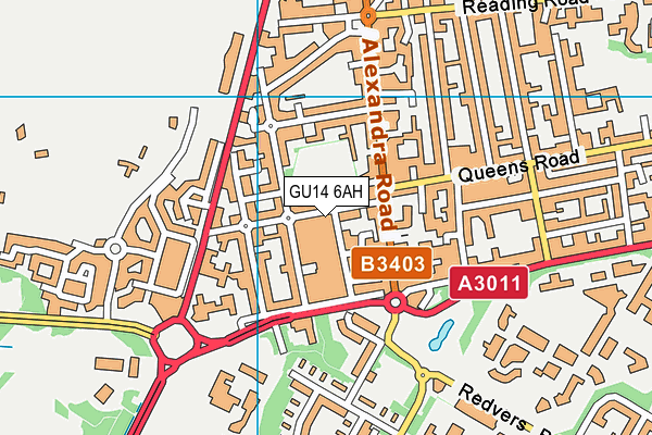 GU14 6AH map - OS VectorMap District (Ordnance Survey)