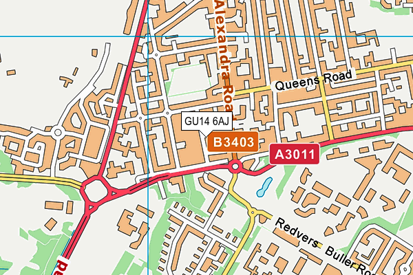 GU14 6AJ map - OS VectorMap District (Ordnance Survey)