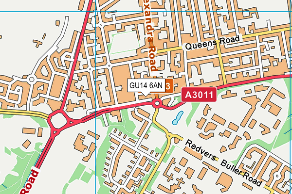 GU14 6AN map - OS VectorMap District (Ordnance Survey)