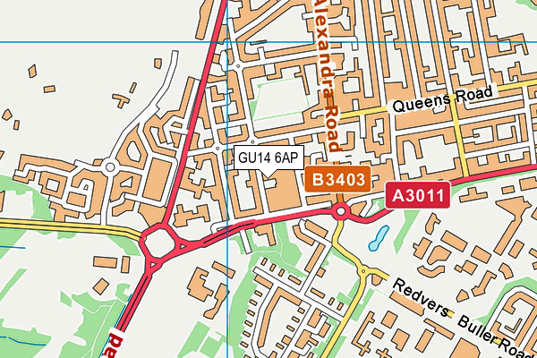 GU14 6AP map - OS VectorMap District (Ordnance Survey)